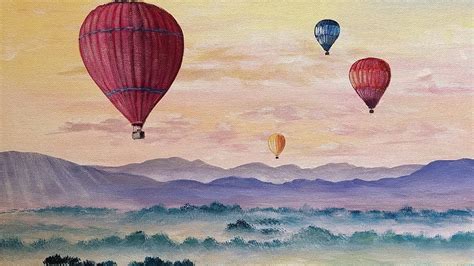 Hot Air Balloons Step By Step Acrylic Painting Tutorial Live Easy