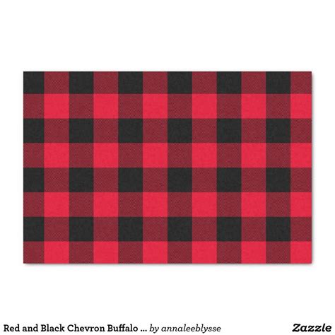 Red And Black Chevron Buffalo Plaid Tissue Paper Custom Holiday Card