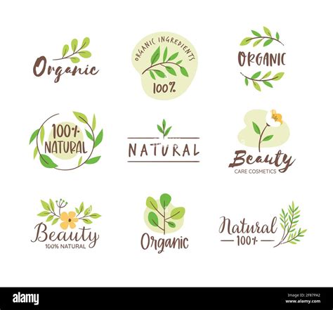 Organic and Natural logo collection. Hand drawn natural cosmetic ...