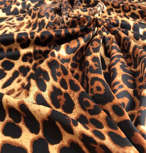 Leopard Print Fabric Silk Satin Fabric By The Yard Etsy