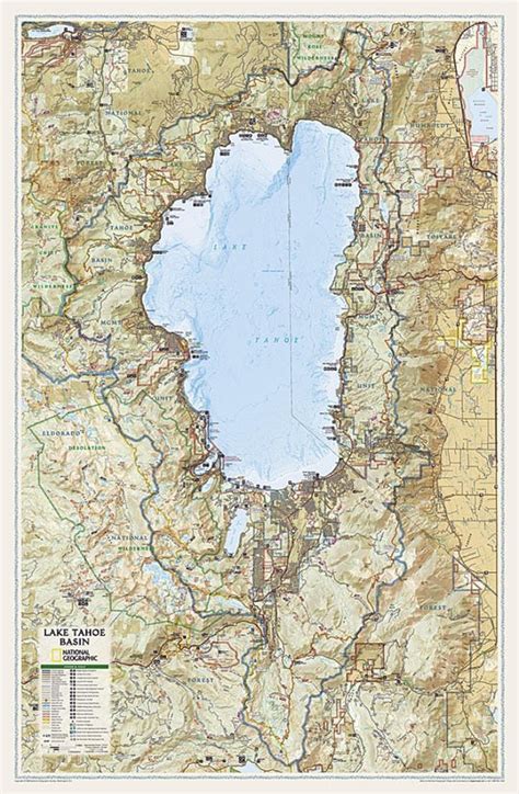 Lake Tahoe Basin Wall Map 265 X 405 Inches En Tube National Geo La Compagnie Des Cartes