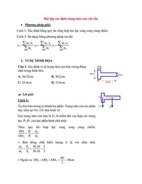 Bài Tập Về Xác định Trọng Tâm Của Vật Rắn Chọn Lọc Có đáp án