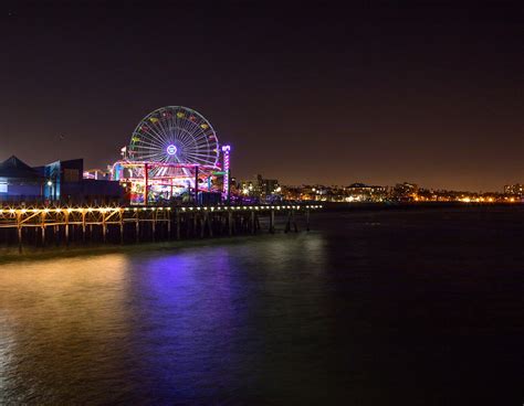 Earth Hour Ferris Wheel Lighting At The Santa Monica Pier Pacific