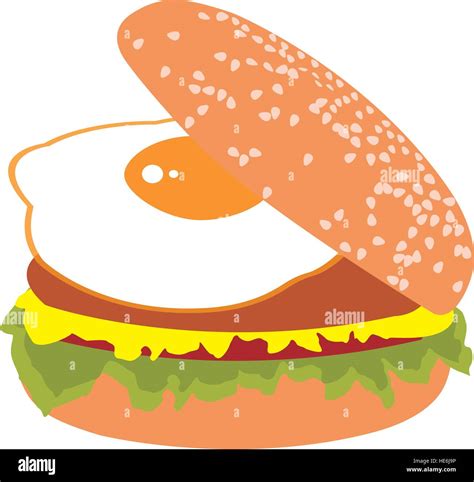 Burger With Fried Egg Stock Vector Image Art Alamy