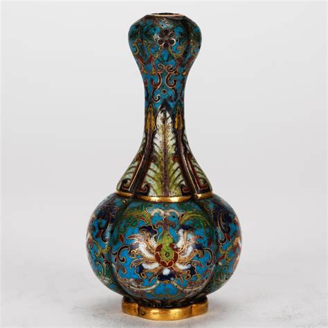 Lot Chinese Cloisonne Enamel Garlic Head Vase Qing Dynasty