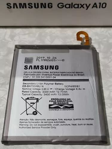 Bateria Original Samsung A10 A105 Mod Eb Ba750abu Retirada