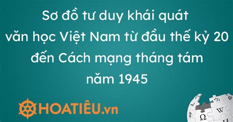 Sơ đồ tư duy khái quát văn học Việt Nam từ đầu thế kỷ 20 đến Cách mạng