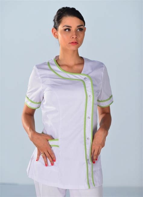 Tunique médicale blanche et vert anis Clinic Look Blouse médicale