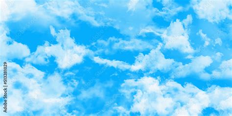 Clear Blue Sky With Plain White Cloud With Space For Text Background