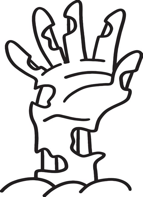 Zombie Hand Halloween Isolated Coloring Page 8209072 Vector Art At Vecteezy