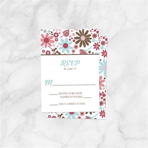 Summer Reception Only Invitations Blue Berry Pink Brown Flowers