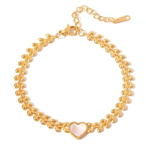 18K Gold Plated Stainless Steel Heart Bracelet Intensity SKU 85530