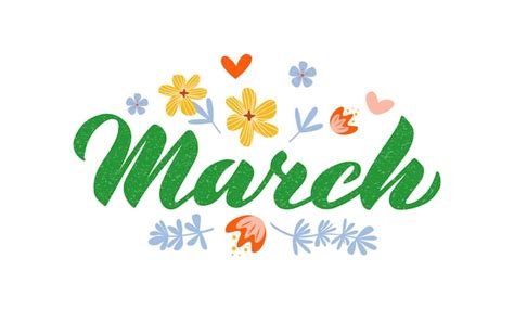 Premium Vector March Hand Drawn Lettering Month Name Hand Written