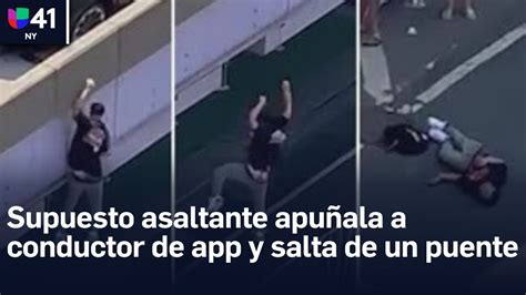 Hombre salta de un puente tras presuntamente apuñalar y atracar a un