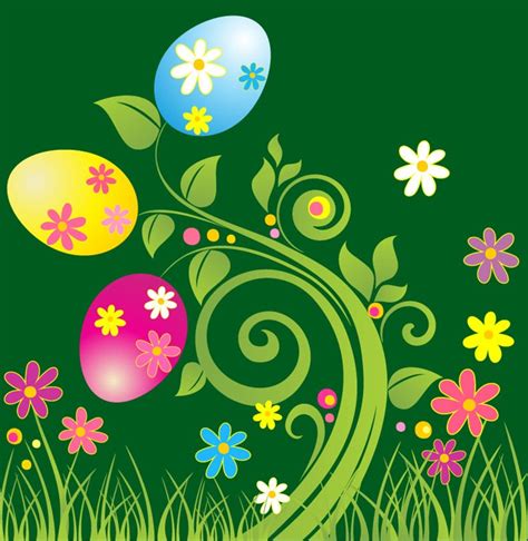 Easter Egg With Green Floral Vector Illustration Free Vector Graphics All Free Web Resources