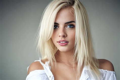 Premium Ai Image A Woman With Blonde Hair And Blue Eyes