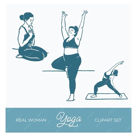 Premium Vector Real Woman Yoga Clipart Set