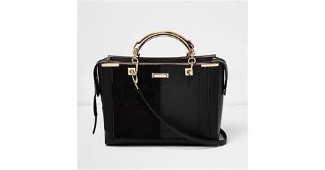 River Island Black Panel Boxy Tote Bag Lyst Uk