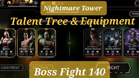 Mk Mobile Nightmare Tower Boss Fight Talent Tree Equipment