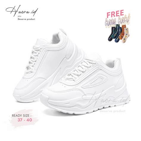 Jual Sepatu Sneakers Wanita Hitam Putih Kasual Sport Shoes White Black