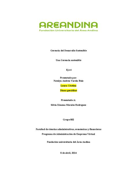 Desarrollo Sostenible Eje Gerencia Del Desarrollo Sostenible Una