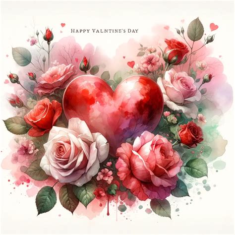 Valentinstag Aquarell Herz Und Rosen Bild Verspielte Romantik