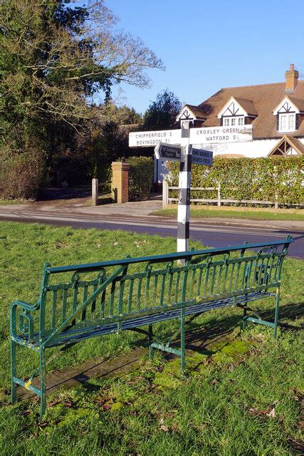 Signpost And Bench At Sarratt Stephen McKay Cc By Sa 2 0 Geograph