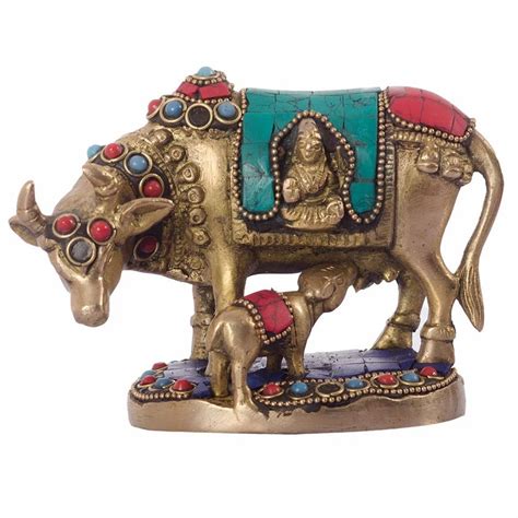 Eunoia Crafts Stone Studded Brass Cow And Calf At Rs Kamdhenu