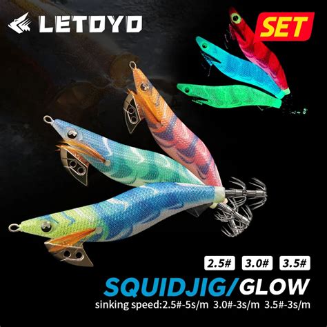 LETOYO 3 6 Pz 2 Colori Occhi Luminosi Calamari Esca EGI Calamari Jig