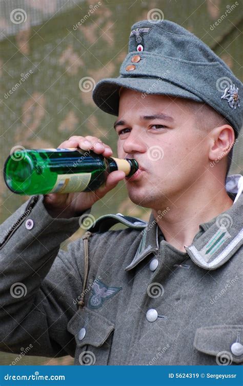 German Soldier Drink Beer Stock Image Image Of Ammunition 5624319