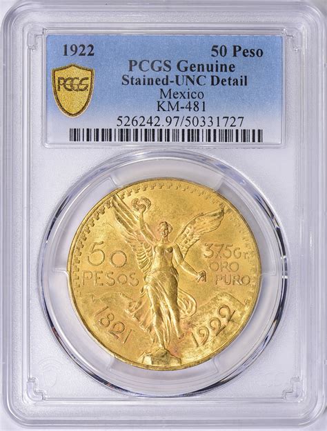 Mexico Gold Pesos Km Pcgs Genuine Unc Details Agw