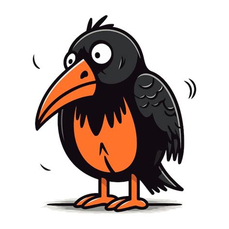 Premium Vector Cute Cartoon Crow Vector Illustration Isolated On A