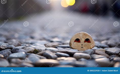 A Rock with a Face Drawn on it Stock Illustration - Illustration of ...