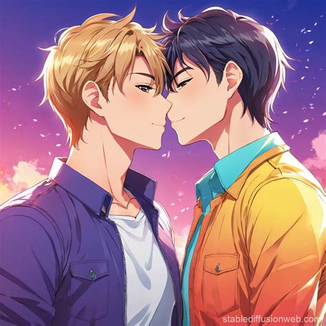 Gay Couple Kissing Stable Diffusion Online