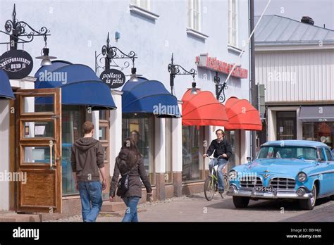 Street view Old Town Rauma Finland Stock Photo - Alamy