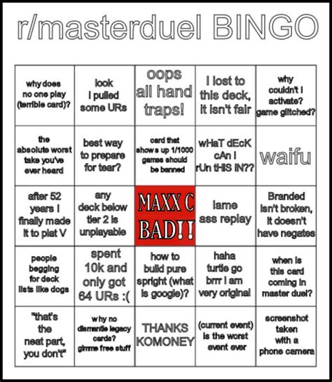 Rmasterduel Bingo Rmasterduel