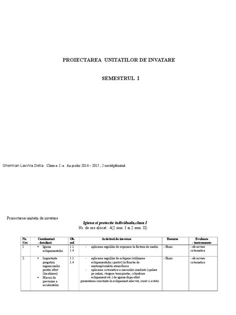 Pdf Proiectarea Unitatilor De Invatare Efs Cl I Doc Dokumen Tips