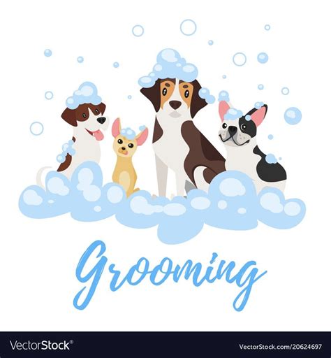 Dogs in soap foam vector image on VectorStock | Dog grooming, Pet shop ...