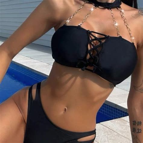 Swim Womens Twopiece Beach Bikini Suit Black Color Size M Poshmark