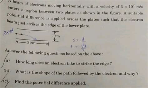 A Beam Of Electrons Moving Horizontally With A Velocity Of 3 107 M S