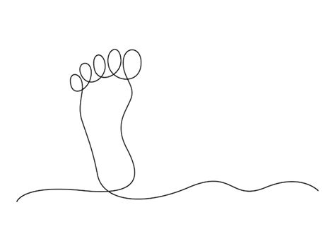 Premium Vector Continuous One Line Drawing Of Human Bare Footprints