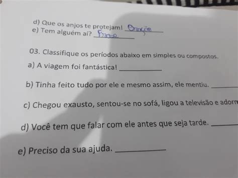 Classifique Os Períodos Abaixo Em Simples Ou Compostos.