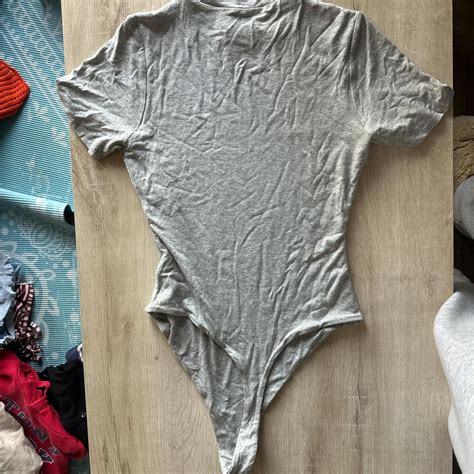 Naked Wardrobe Grey Tshirt Button Bodysuit New With Depop