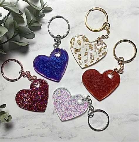 Custom Resin Heart Keychains Etsy