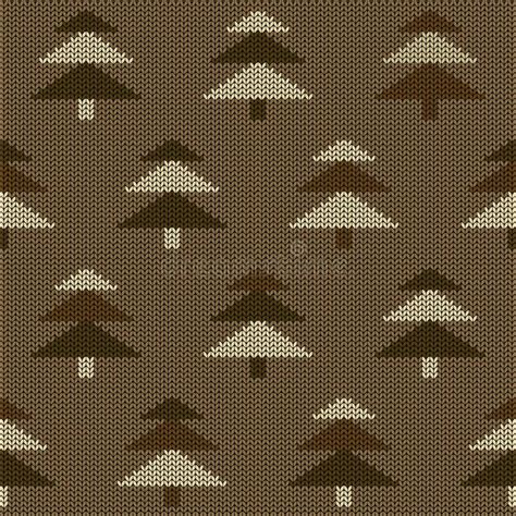 Seamless Knitted Pattern With Trees Stock Vector Illustration Of