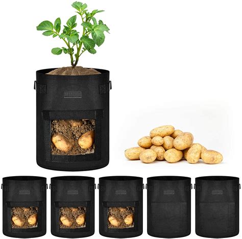 Ipower Pack Gallon Potato Grow Bags Planter Pots Access Flap And