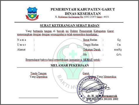 Contoh Surat Sehat Surat Sehat Keterangan Contoh Dokter Melamar Cpns