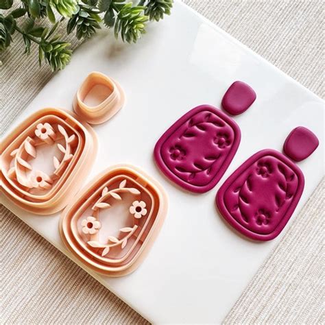 Embossing Floral Dangle Spring Clay Cutter Set Embossing Etsy