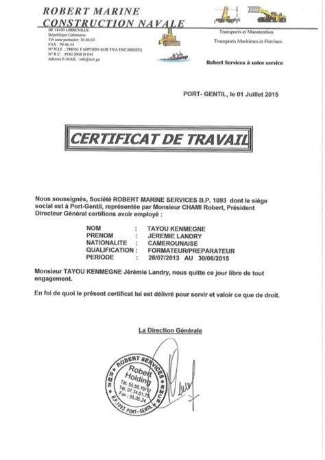 Certificat De Travail Modele Suisse