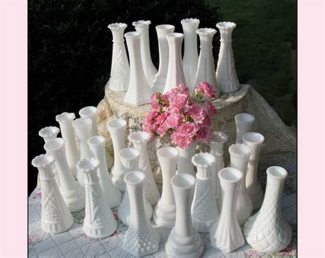 Vintage Milk Glass Bud Vase Collection Of Ten Milk Glass Vases Vintage Milk Glass Milk